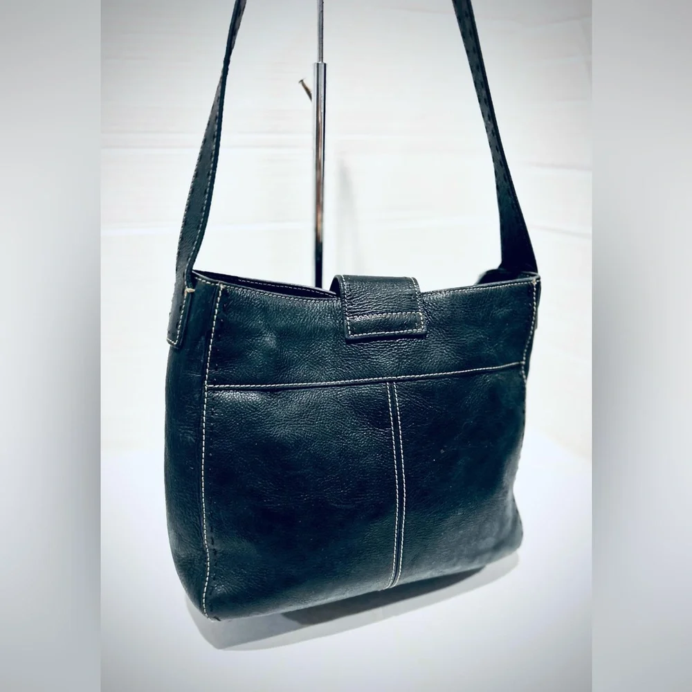 Fossil black leather hobo bag, classic minimalist everyday purse